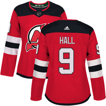 Adidas New Jersey Devils #9 Taylor Hall Red Home Authentic Women's Stitched NHL Jersey