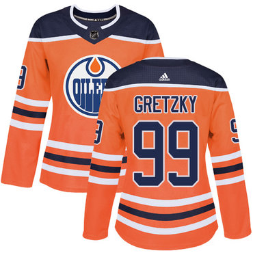 Adidas Edmonton Oilers #99 Wayne Gretzky Orange Home Authentic Women's Stitched NHL Jersey