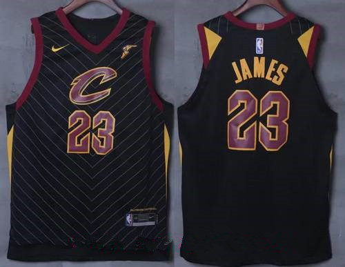 Men's Cleveland Cavaliers #23 LeBron James Black 2017-2018 Nike Swingman Goodyear Stitched NBA Jersey