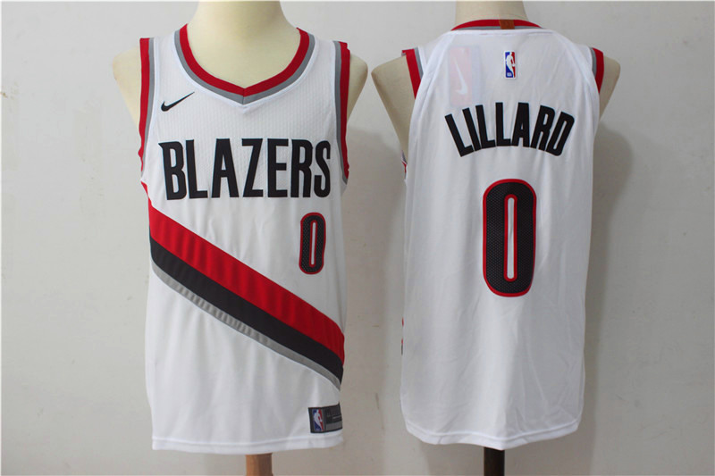 Men's Portland Trail Blazers #0 Damian Lillard White 2017-2018 Nike Swingman Stitched NBA Jersey