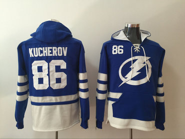 Men's Tampa Bay Lightning #86 Nikita Kucherov Royal Blue Pocket Stitched NHL Old Time Hockey Pullover Hoodie