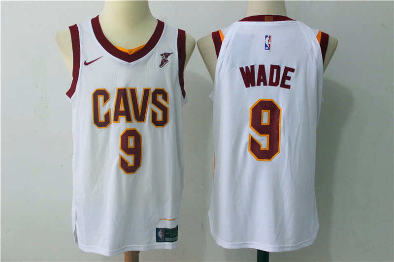 Men's Cleveland Cavaliers #9 Dwyane Wade White 2017-2018 Nike Swingman Goodyear Stitched NBA Jersey