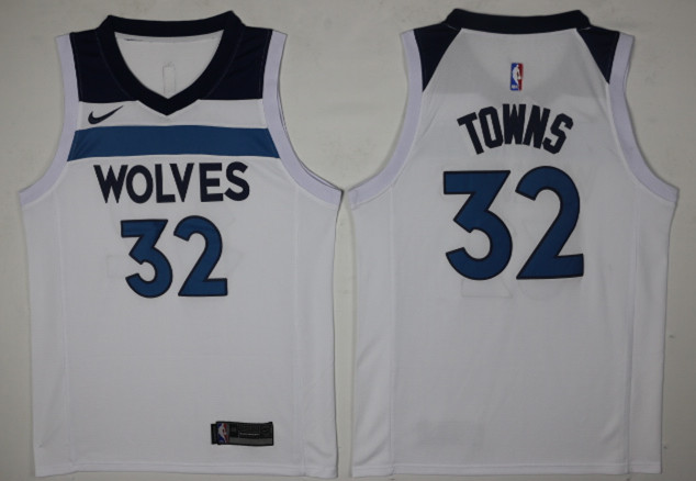 Men's Minnesota Timberwolves #32 Karl-Anthony Towns New White 2017-2018 Nike Swingman Stitched NBA Jersey