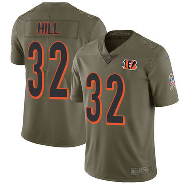 Nike Cincinnati Bengals #32 Jeremy Hill Olive Men's Stitched NFL Limited 2017 Salute To Service Jersey