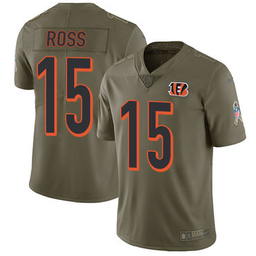 Nike Cincinnati Bengals #15 John Ross Olive Men's Stitched NFL Limited 2017 Salute To Service Jersey