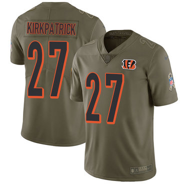 Nike Cincinnati Bengals #27 Dre Kirkpatrick Olive Men's Stitched NFL Limited 2017 Salute To Service Jersey