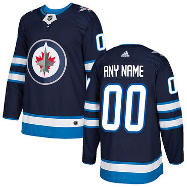 Custom Men's Adidas Winnipeg Jets  2017-2018 Hockey Blue Stitched NHL Jersey