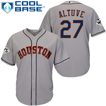 Men's Houston Astros #27 Jose Altuve Grey New Cool Base 2017 World Series Bound Stitched MLB Jersey