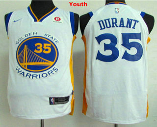 Youth Golden State Warriors #35 Kevin Durant White 2017-2018 Nike Swingman Rakuten Stitched NBA Jersey