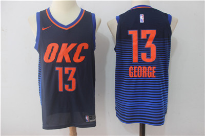 Men's Oklahoma City Thunder #13 Paul George Navy Blue 2017-2018 Nike Swingman Stitched NBA Jersey