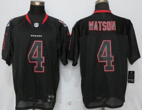 Men's 2017 NFL Draft Houston Texans #4 Deshaun Watson Lights Out Black Stitched NFL Nike Elite Jersey