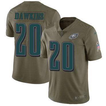 Nike Philadelphia Eagles #20 Brian Dawkins Olive Men's Stitched NFL Limited 2017 Salute To Service Jersey