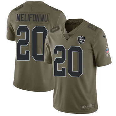 Nike Oakland Raiders #20 Obi Melifonwu Olive Men's Stitched NFL Limited 2017 Salute To Service Jersey