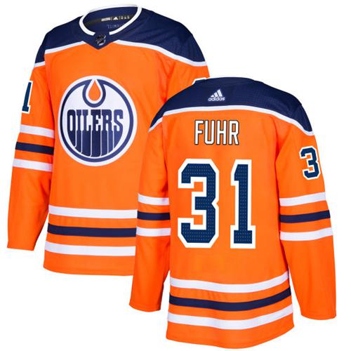 Adidas Edmonton Oilers #31 Grant Fuhr Orange Home Authentic Stitched NHL Jersey