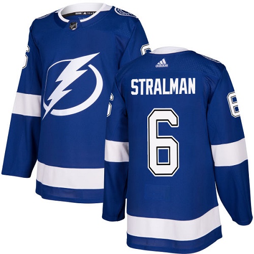 Adidas Lightning #6 Anton Stralman Blue Home Authentic Stitched NHL Jersey