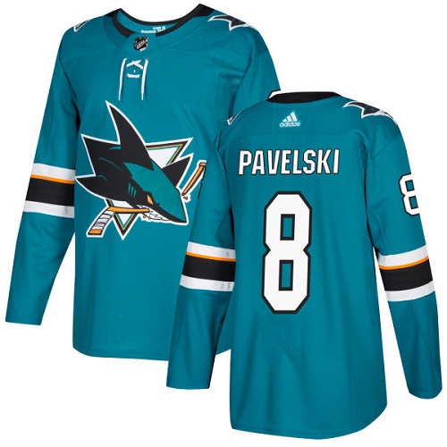 Adidas Sharks #8 Joe Pavelski Teal Home Authentic Stitched NHL Jersey