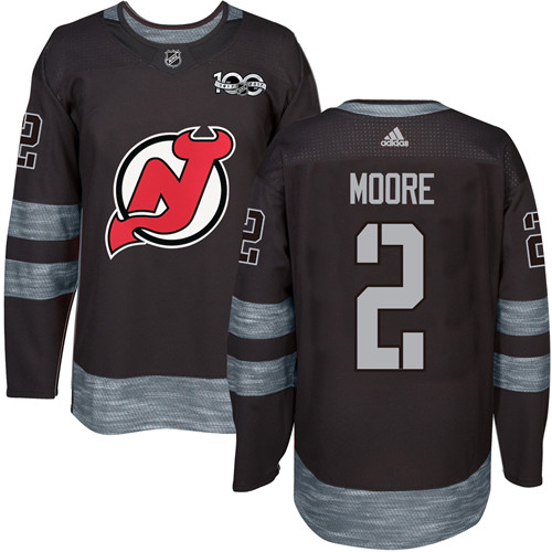 Adidas Devils #2 John Moore Black 1917-2017 100th Anniversary Stitched NHL Jersey