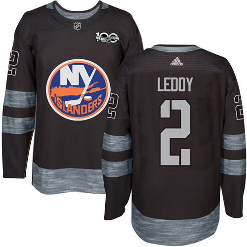 Adidas Islanders #2 Nick Leddy Black 1917-2017 100th Anniversary Stitched NHL Jersey