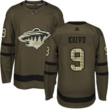 Adidas Wild #9 Mikko Koivu Green Salute to Service Stitched NHL Jersey