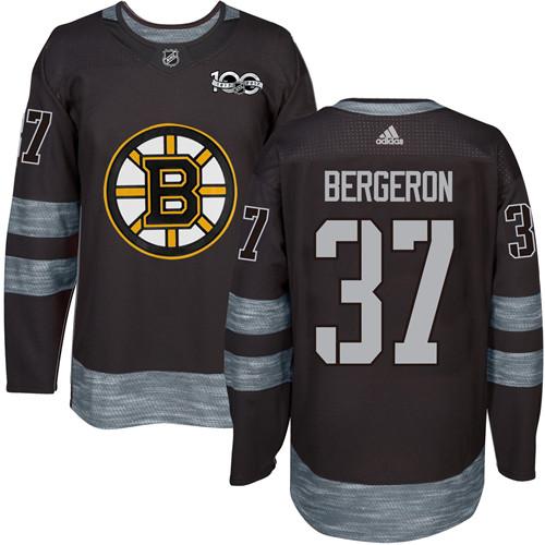 Adidas Bruins #37 Patrice Bergeron Black 1917-2017 100th Anniversary Stitched NHL Jersey