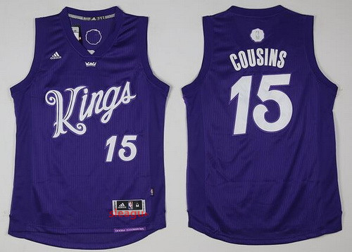 Men's Sacramento Kings #15 DeMarcus Cousins adidas Purple 2016 Christmas Day Stitched NBA Swingman Jersey