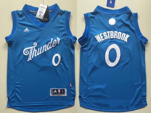 Youth Oklahoma City Thunder #0 Russell Westbrook adidas Blue 2016 Christmas Day Stitched NBA Swingman Jersey