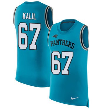 Nike Panthers #67 Ryan Kalil Blue Alternate Men's Stitched NFL Limited Rush Tank Top Jersey