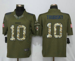 Men's Chicago Bears #10 Mitchell Trubisky Green Salute To Service Stitched NFL Nike Limited Jersey