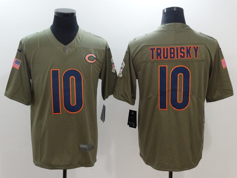 Men's Chicago Bears #10 Mitchell Trubisky Olive 2017 Salute To Service Stitched NFL Nike Limited Jersey