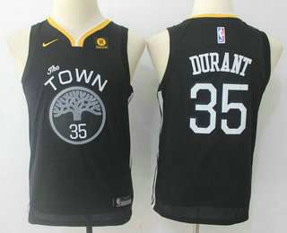 Youth Golden State Warriors #35 Kevin Durant Black 2017-2018 Nike Swingman Stitched NBA Jersey