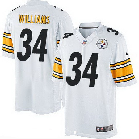 Men's Pittsburgh Steelers #34 DeAngelo Williams White Road Stitched NFL Nike Game Jersey