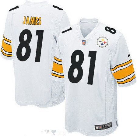 Men's Pittsburgh Steelers #81 Jesse James White Road Stitched NFL Nike Game Jersey