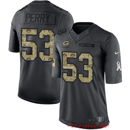 Men's Green Bay Packers #53 Nick Perry Black Anthracite 2016 Salute To Service Stitched NFL Nike Limited Jersey