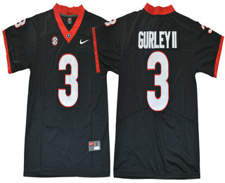 Men's Georgia Bulldogs #3 Todd Gurley II Black Limited 2017 College Football Stitched Nike NCAA Jersey