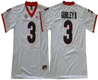 Men's Georgia Bulldogs #3 Todd Gurley II White Limited 2017 College Football Stitched Nike NCAA Jersey