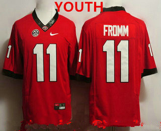 Youth Georgia Bulldogs #11 Jake Fromm Red Limited College Football Stitched Nike NCAA Jersey