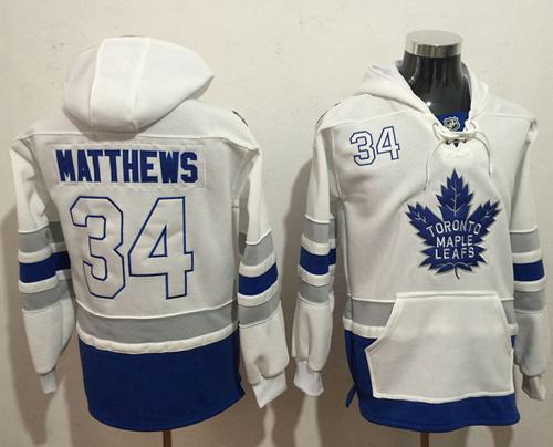 Maple Leafs #34 Auston Matthews White Name & Number Pullover NHL Hoodie