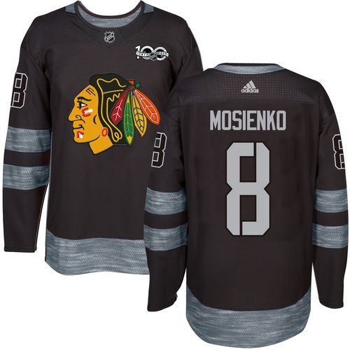 Blackhawks #8 Bill Mosienko Black 1917-2017 100th Anniversary Stitched NHL Jersey