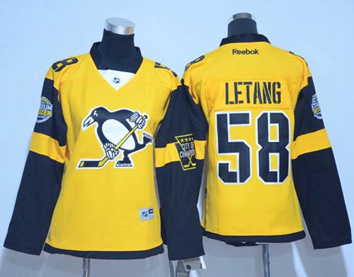 Penguins #58 Kris Letang Gold 2017 Stadium Series Women's Stitched NHL Jersey