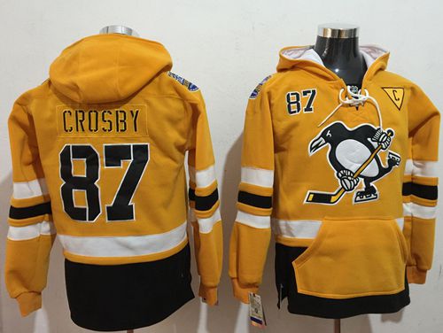 Penguins #87 Sidney Crosby Gold Sawyer Hooded Sweatshirt 2017 Stadium Series Stitched NHL Jersey