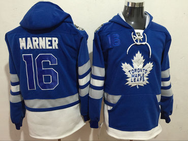 Maple Leafs 16 Mitchell Marner Blue All Stitched Hooded Sweatshirt