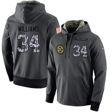 NFL Men's Nike Pittsburgh Steelers #34 DeAngelo Williams Stitched Black Anthracite Salute to Service Player Performance Hoodie