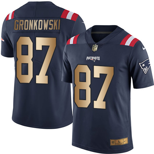 Nike Patriots #87 Rob Gronkowski Navy Blue Men's Stitched NFL Limited Gold Rush Jersey