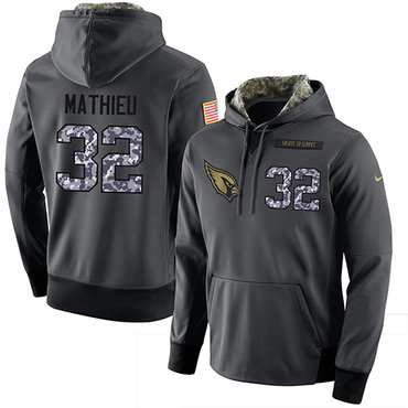 NFL Men's Nike Arizona Cardinals #32 Tyrann Mathieu Stitched Black Anthracite Salute to Service Player Performance Hoodie