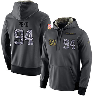 NFL Men's Nike Cincinnati Bengals #94 Domata Peko Stitched Black Anthracite Salute to Service Player Performance Hoodie