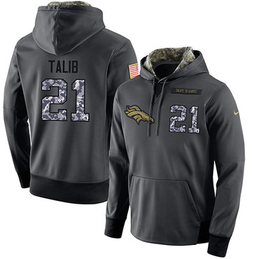 NFL Men's Nike Denver Broncos #21 Aqib Talib Stitched Black Anthracite Salute to Service Player Performance Hoodie