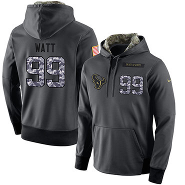 NFL Men's Nike Houston Texans #99 J.J. Watt Stitched Black Anthracite Salute to Service Player Performance Hoodie