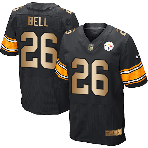 Nike Steelers #26 Le'Veon Bell Black Team Color Men's Stitched NFL Elite Gold Jersey