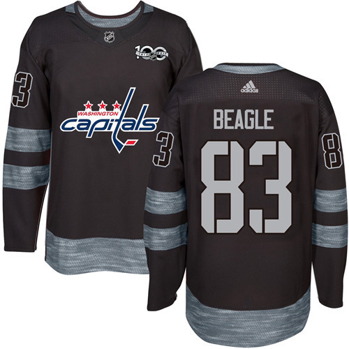 Men's Washington Capitals #83 Jay Beagle Black 100th Anniversary Stitched NHL 2017 adidas Hockey Jersey