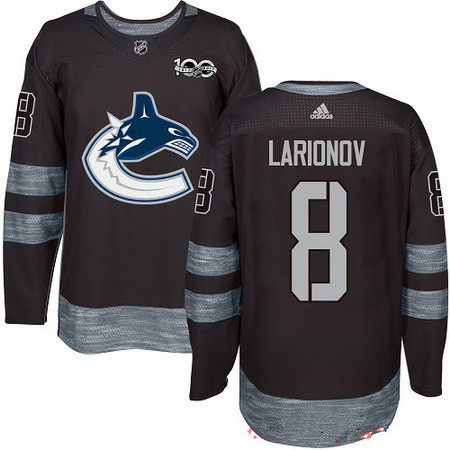 Men's Vancouver Canucks #8 Igor Larionov Black 100th Anniversary Stitched NHL 2017 adidas Hockey Jersey